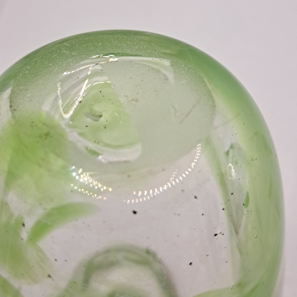 Two Art Glass Vases.  Beautiful green swirls in glass. - Picture 6 of 8